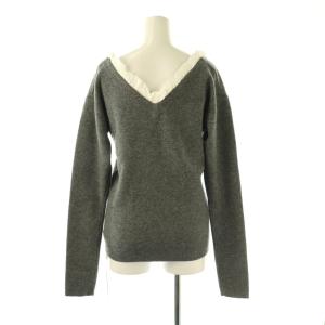 CLANE 25AW FRILL V NECK KNIT TOPS 2 グレー ホワイト