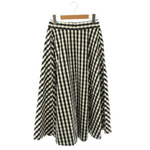 ギンガムチェックフレアスカート ロング 0 ブラック ホワイト NJMU8583 /DF OS