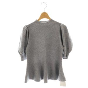 カシミヤペプラムニットプルオーバー セーター 半袖 36 グレー /DF OS