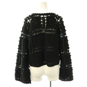 furfur クロシェカーディガン ニット クルーネック F 黒 ブラック /AT OS