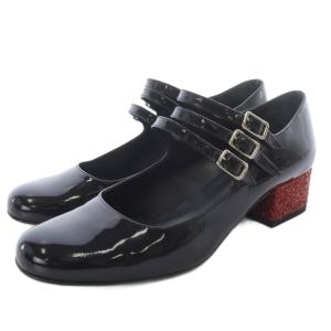 Marry Jane パテント グリッター パンプス 35.5 黒 ブラック 366651 /SR