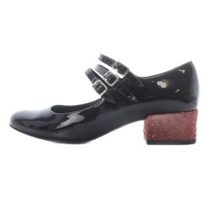SAINT LAURENT PARIS Marry Jane パテント グリッター パンプス 35.5 黒 ブラック 366651 /SR