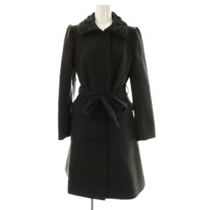 ウールコート ラウンドカラー ロング 40 グレー /AT OS