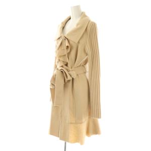 TO BE CHIC フリルニットドッキングコート ロング ウール 2 ベージュ /AT OS