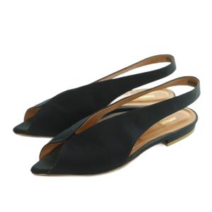 サテンサンダル ポインテッドトゥ 37 24.0cm 黒 ブラック ANNA-OP6 /MI OS