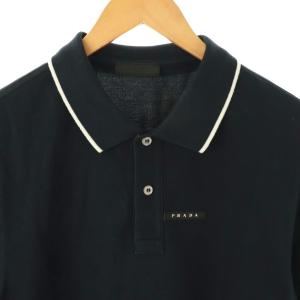PRADA SJN256 鹿の子 ラバーロゴ ポロシャツ XXL ネイビー