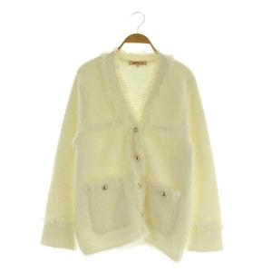 23AW ラメツイードニットジャケット カーディガン フリンジ 2 オフホワイト /MY OS SH