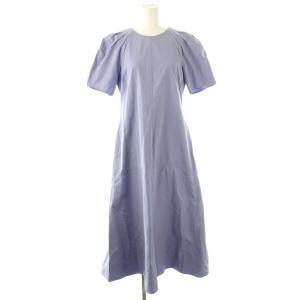 オープンバックパフスリーブワンピース マキシ ロング 半袖 38 紫 パープル /AT OS