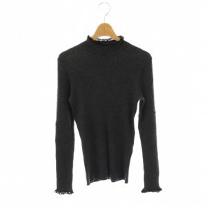 ファインウールレースツキハイネックリブプルオーバーニット カットソー F グレー /AT OS