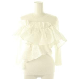 TOKYO ジャカード フリル ビスチェ ニット カットソー 七分袖 白 /NR OS