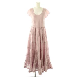 ギャザーインド綿ノースリーブワンピース ティアード 38 スモークピンク /ES OS