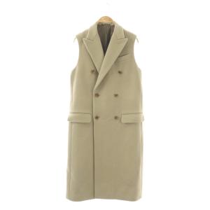 20周年 ロングジレ ベスト ウール カシミヤ混 36 ライトグリーン