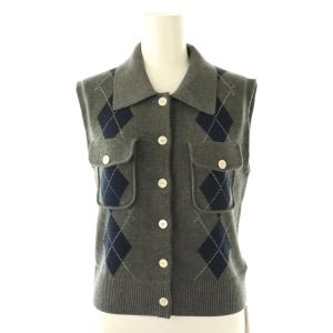 FRAY I.D 25AW ノースリポロニットジレ フラップデザインニットミニスカート セットアップ F グレー ネイビー