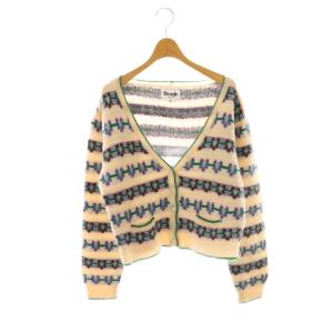 LEORA 花柄カーディガン モヘヤ混 40 ピンクベージュ マルチカラー /DO OS