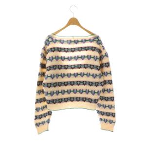 Rouge LEORA 花柄カーディガン モヘヤ混 40 ピンクベージュ マルチカラー /DO OS