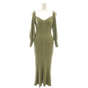 SusTainaフロントボタンニットワンピース F 緑 グリーン フロントボタン マーメイド タイト ロング