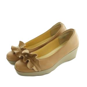 パンプス ウェッジソール フリル US6 23.5cm ベージュ 7880 /MI OS