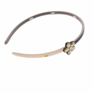 ビジュー カチューシャ 黒 ブラック ピンクベージュ /SR