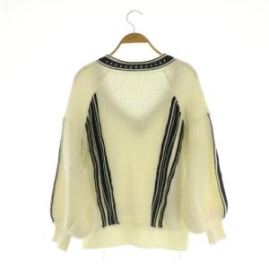 Diagram GRACE CONTINENTAL レースアップニットトップ セーター 長袖 Vネック ボリュームスリーブ 36 ホワイト /MY OS