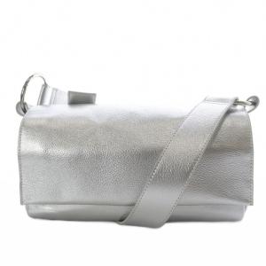 24SS レザーボディバッグ ショルダーバッグ ワンショルダー 斜め掛け レザー シルバー色 /YO9