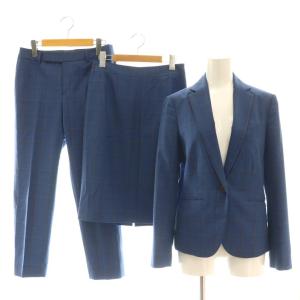 スーツ セットアップ チェック ジャケット スカート パンツ 3点セット 38 ブルー /DF OS