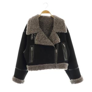 24AW スウェードフェイクムートンショートジャケット ライダース F ブラック /DF OS
