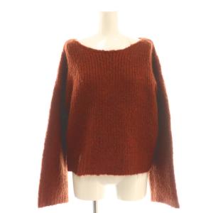 ニット セーター ウール 長袖 38 赤 レッド オレンジ モヘヤ ボートネック 4178-9932 /AQ