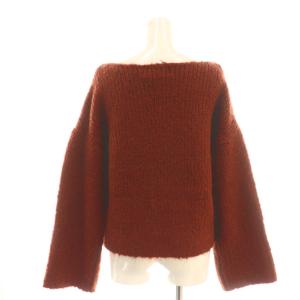 heliopole ニット セーター ウール 長袖 38 赤 レッド オレンジ モヘヤ ボートネック 4178-9932 /AQ