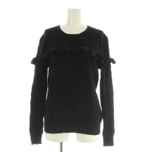 カシミヤ混 フリル ニット セーター 長袖 M ブラック /MY OS