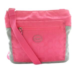 ショルダーバッグ シグネチャー ナイロン ピンク グレー F77576 /SS OS