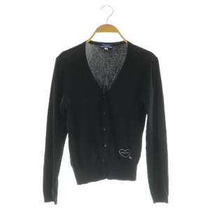 Vネック カーディガン ニット 長袖 コットン 38 ブラック /MY OS
