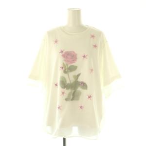 25SS ローズプリントTシャツ チュール 半袖 2点セット 38 ホワイト /HK OS