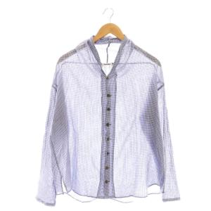 ギンガムチェックシャツ 長袖 M ブルー ホワイト /DF OS