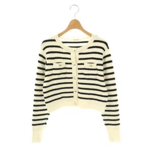 25SS ボーダー カーディガン ニット 長袖 F 白 黒 /NR OS