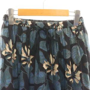 pas de calais 総柄 ロングスカート フレアスカート 34 ブラック マルチカラー /DF OS