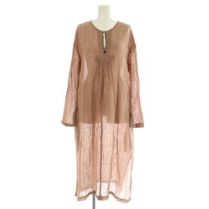 リネンワンピース ロング ストライプ 34 ピンク /MY OS