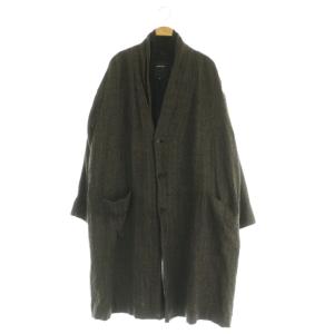 ロングコート ウール ヘリンボーン ライナー付 34 ブラウン /MY OS