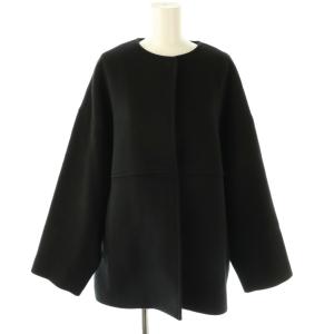 23AW スーパー140ビーバーノーカラーショートコート アウター 36 ブラック /HK OS