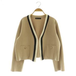 22AW ライト配色トリミングミラノリブショートジャケット ニット チェーン キャメル /MY OS