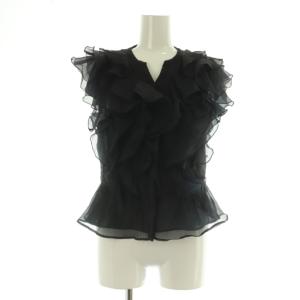 24SS フリルショートブラウス ノースリーブ リボン 2 ブラック /MY OS