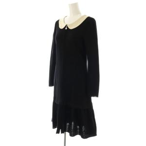 M'S GRACY ジップアップ ニットワンピース ひざ丈 38 ブラック クリーム /DF OS