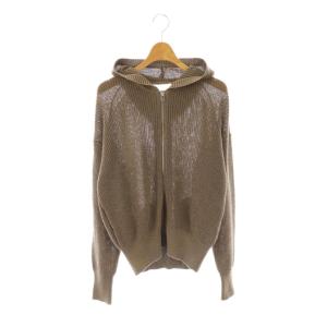 24SS ギマコットンフーディ? ジップパーカー ニット ブラウン /HK OS