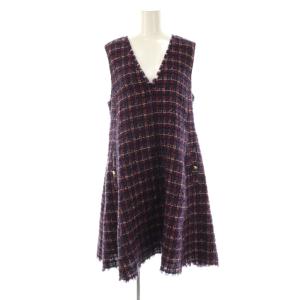 23AW フレアツイードジャンスカ ジャンパースカート ワンピース 2 ネイビー レッド /DF OS