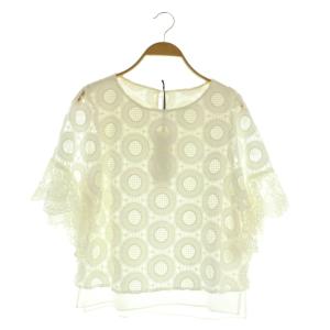 ドットケミカルレーストップ ブラウス 七分袖 プルオーバー 36 オフホワイト /MY OS