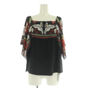 シャーリングプリントカットトップ カットソー 切替 36 ブラック /MY OS