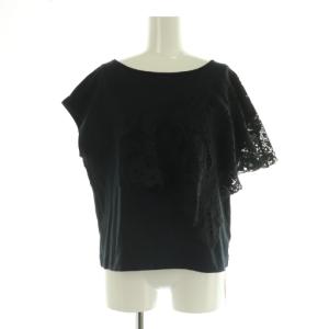 刺繍レーストップ カットソー フレンチスリーブ ボートネック 36 ブラック /MY OS