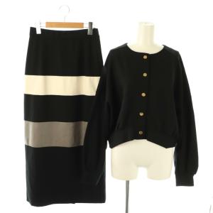 23AW セットアップ ポンチカーディガン ポンチコンビスカート ロング 36 ブラック /DF OS