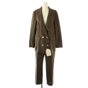 スーツ セットアップ リネンタッチダブルジャケット×リネンタッチテーパードパンツ 36 ブラウン /DF