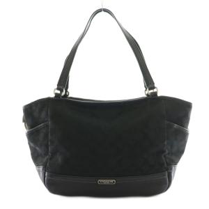 シグネチャーキャンバス×レザートートバッグ 黒 ブラック F23297 /SS OS