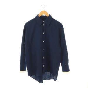25SS レイヤードスリーブシャツ ステッチ 40 ネイビー ホワイト CAMA0613UD /CX OS